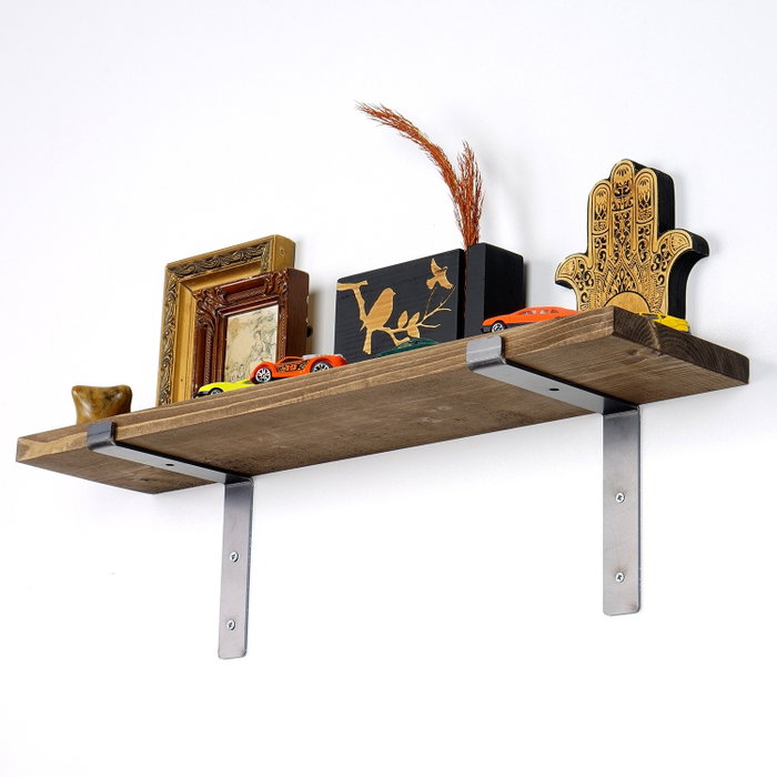 Hanah Home Lam002 Estantería Decorativa de Pared en Madera y Metal Negro y Nogal Hanah Home Lam002 Estantería Decorativa de Pared en Madera y Metal Negro y Nogal
